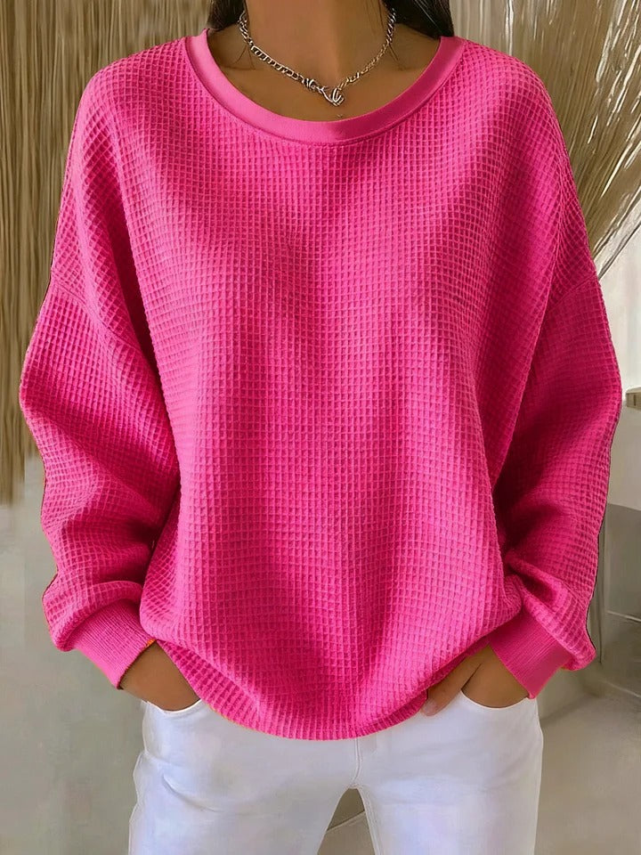 Women’s Waffle Knit Crew Neck Sweater