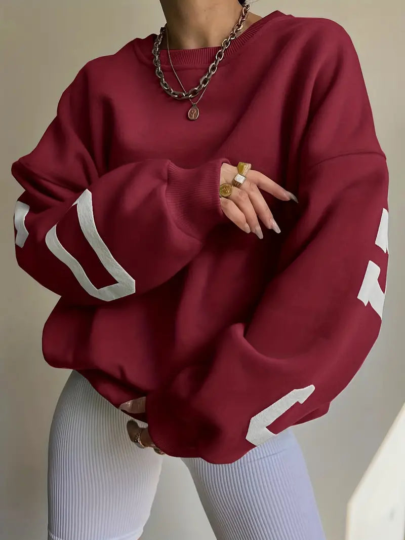 Women's Oversized Graphic Sleeve Sweatshirt
