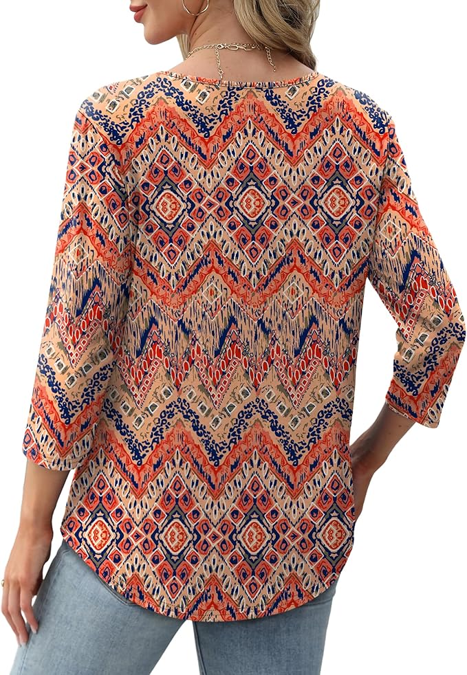 Blouse structurée à manches 3/4 pour femmes | Haut polyvalent pour le bureau