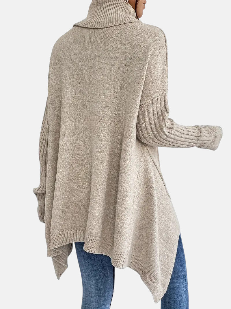 Women's Oversized Turtleneck Tunic Sweater