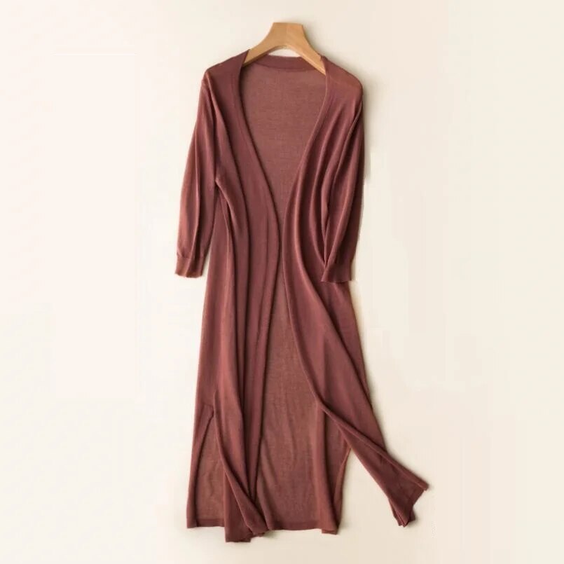 Women's Open-Front Longline Knit Cardigan