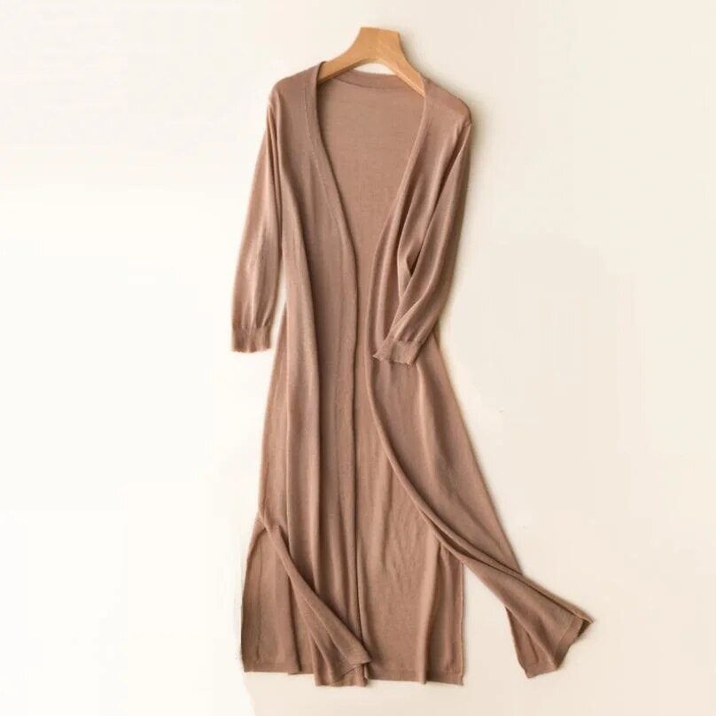 Women's Open-Front Longline Knit Cardigan