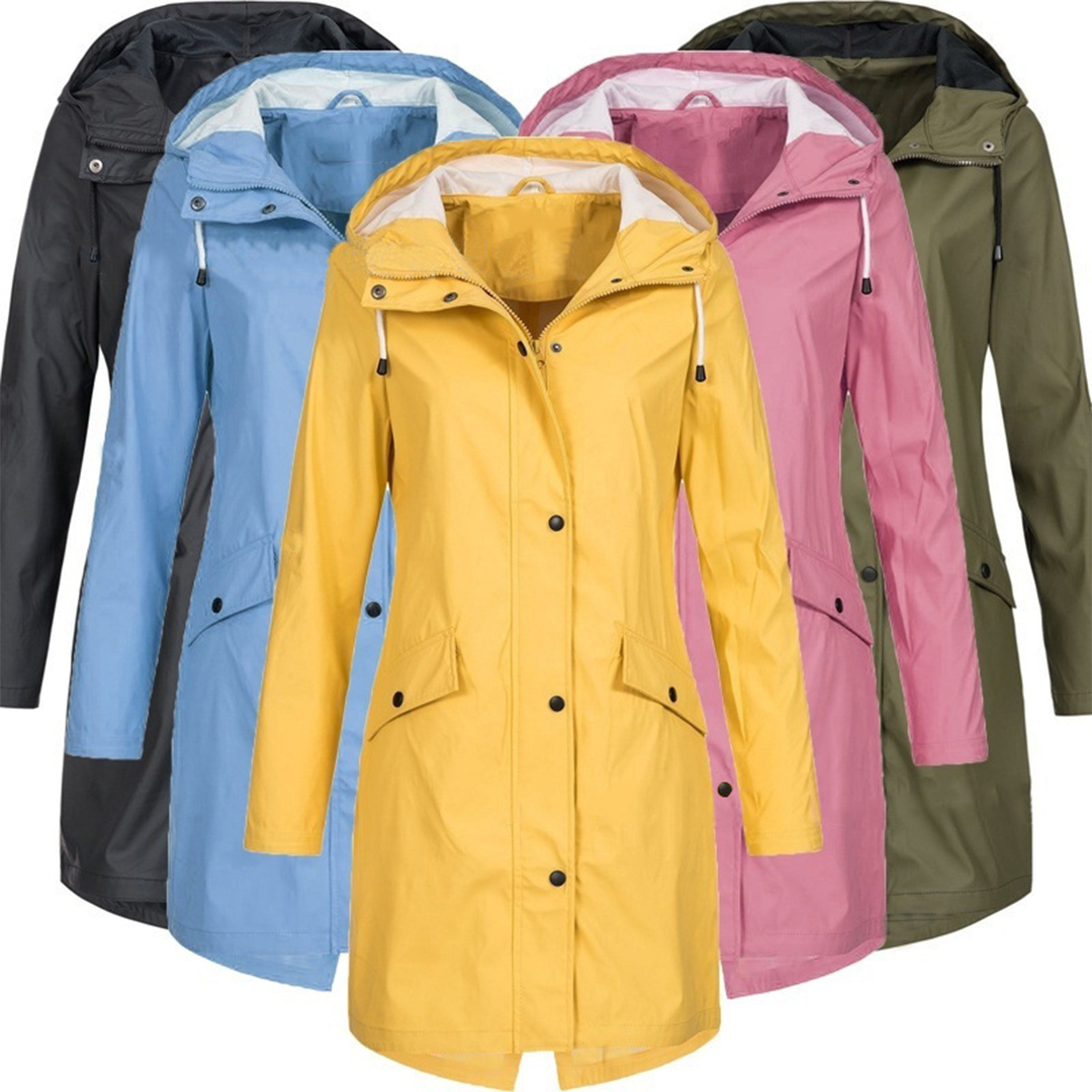 Lightweight Waterproof Hooded Raincoat for Women Windproof