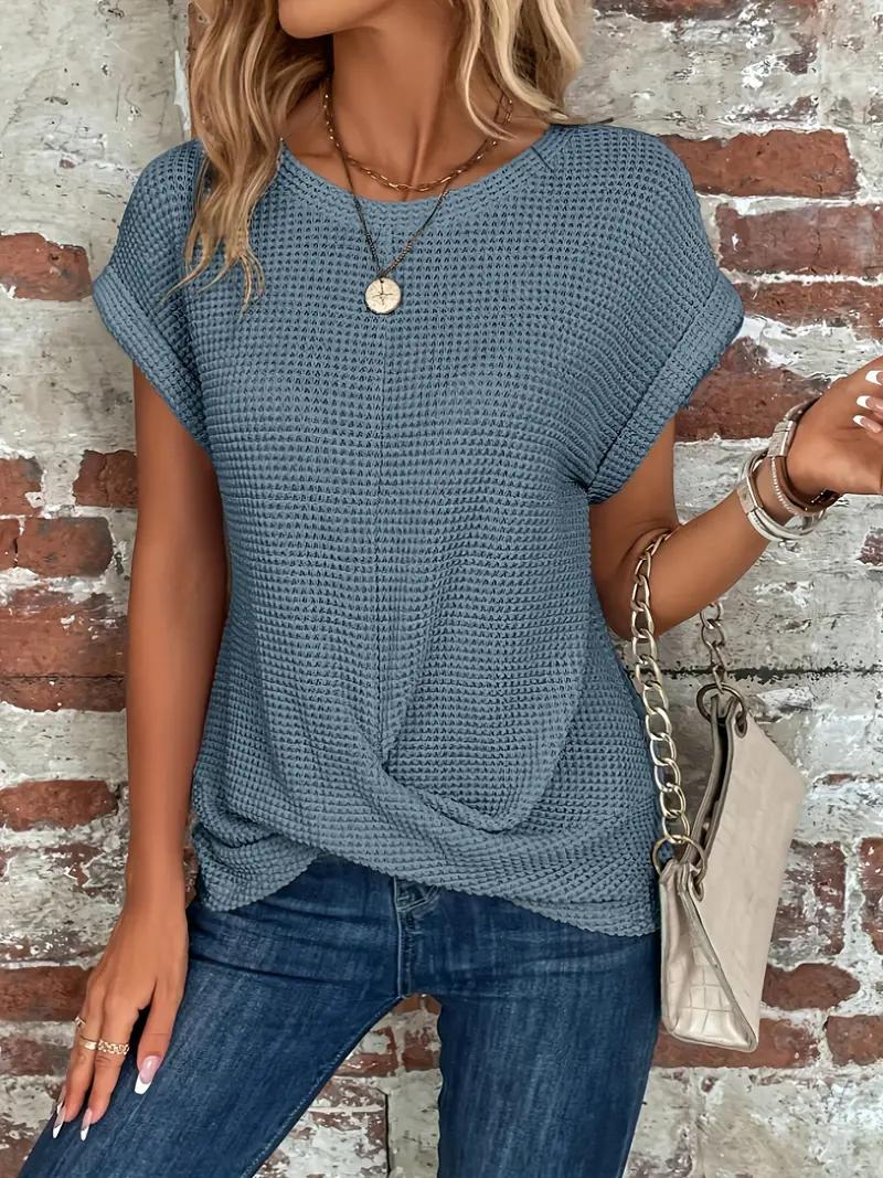 Sophia - Twist-Hem Waffle Tee