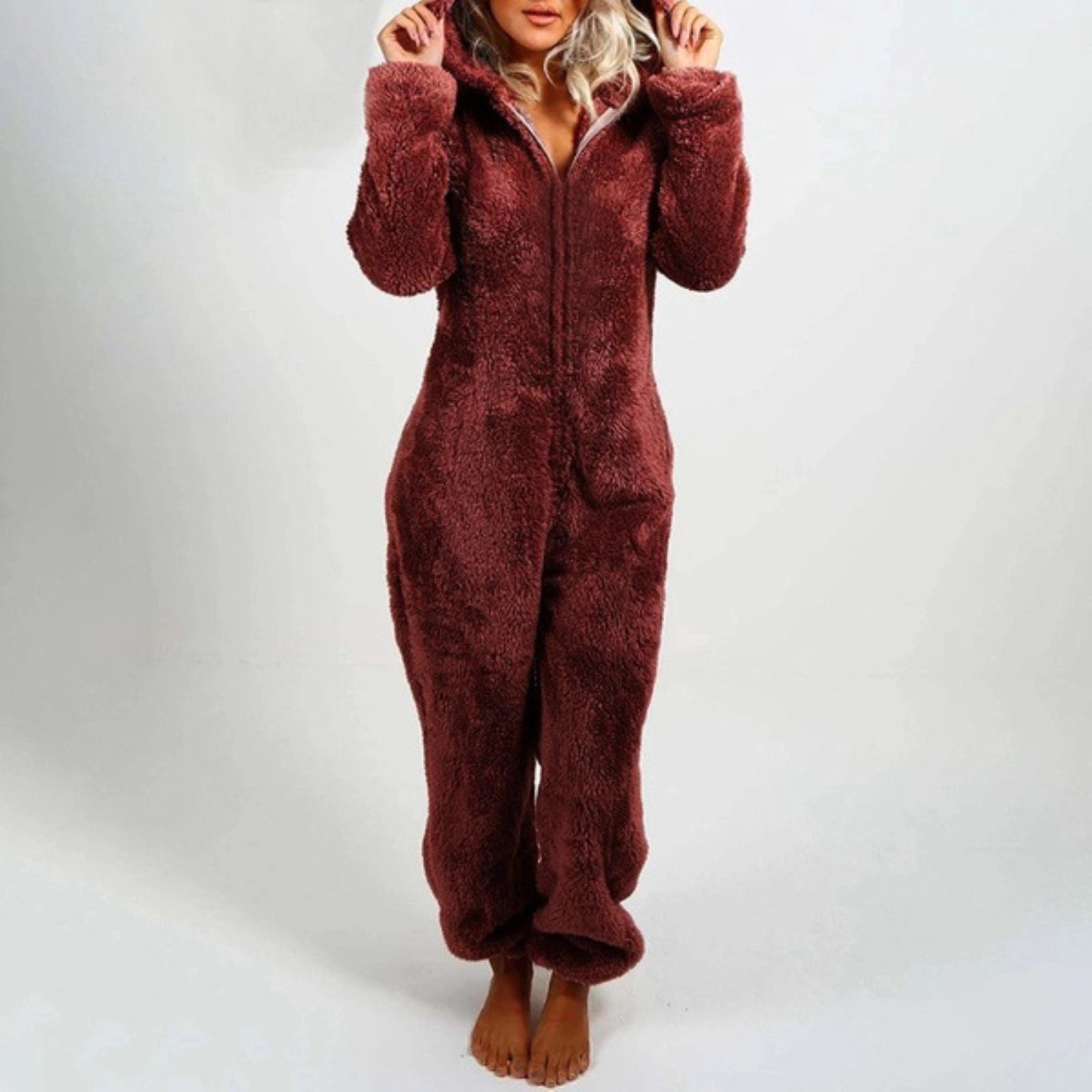 Women's Fleece Loungewear Onesie Jumpsuit