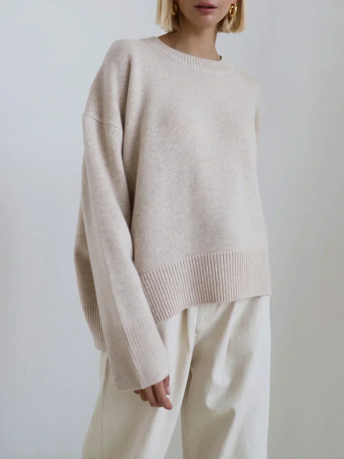 Women's Oversized Soft Knit Crew Neck Sweater
