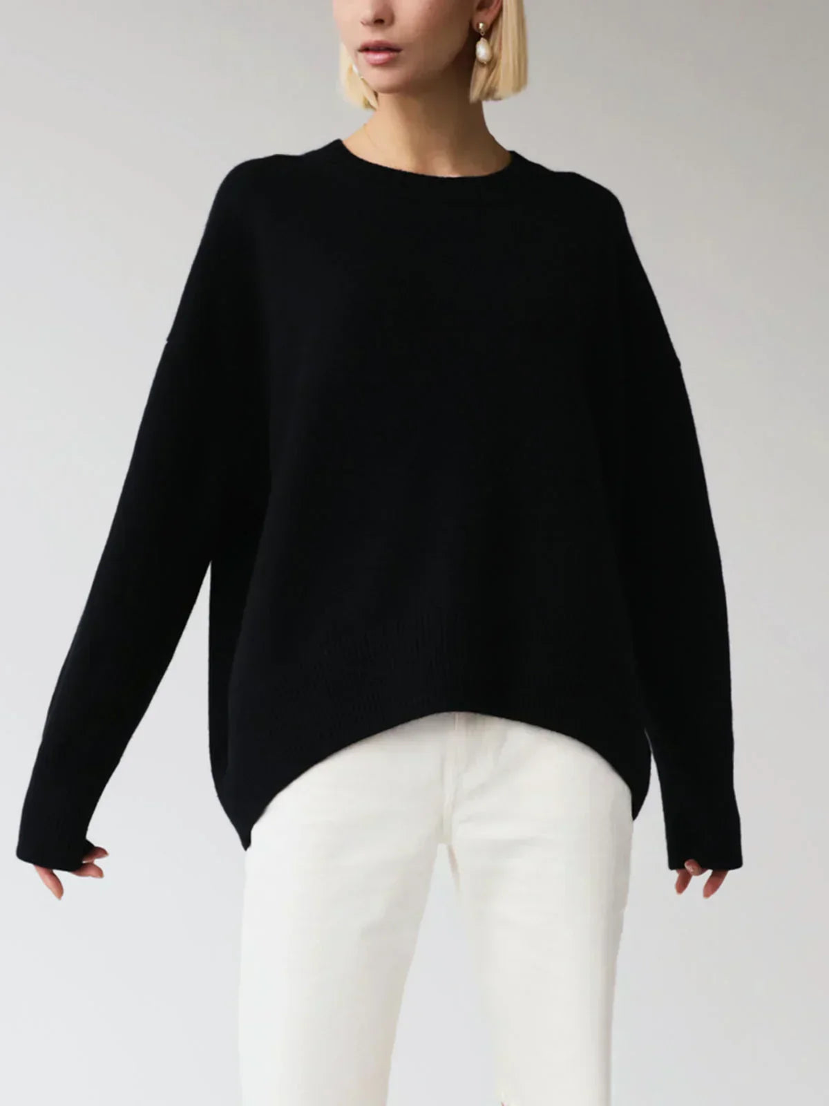 Maglione oversize da donna con scollo rotondo in maglia