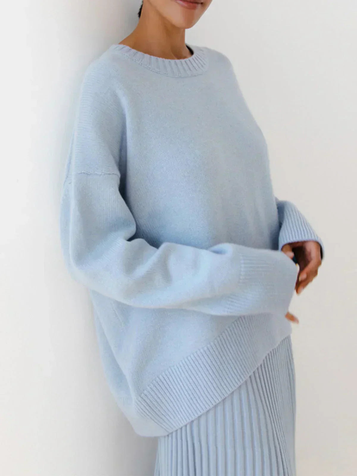Maglione oversize da donna con scollo rotondo in maglia