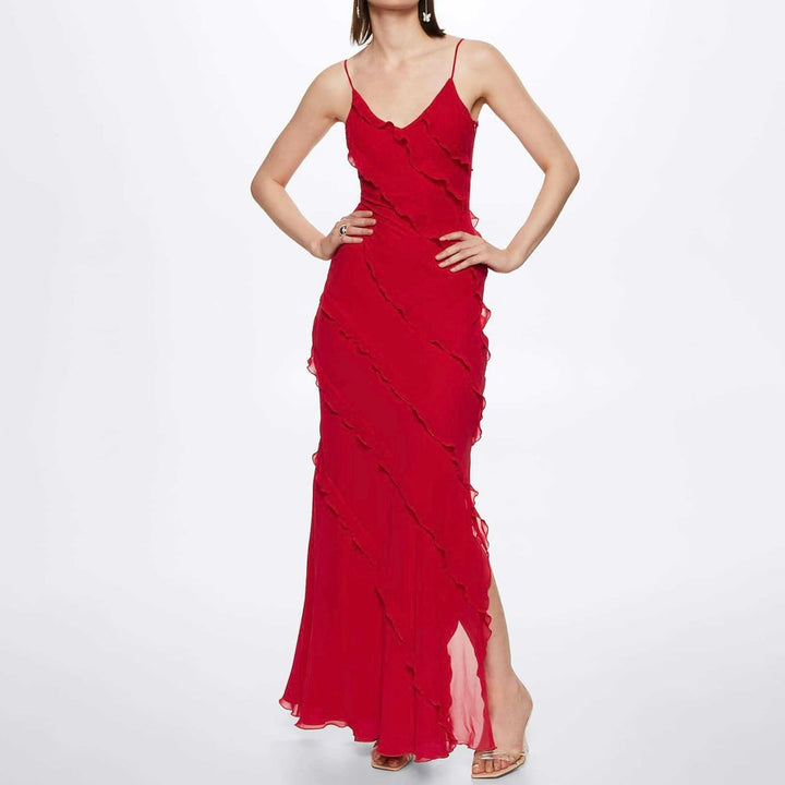 Chic Ruffled Evening Gown for Formal Events