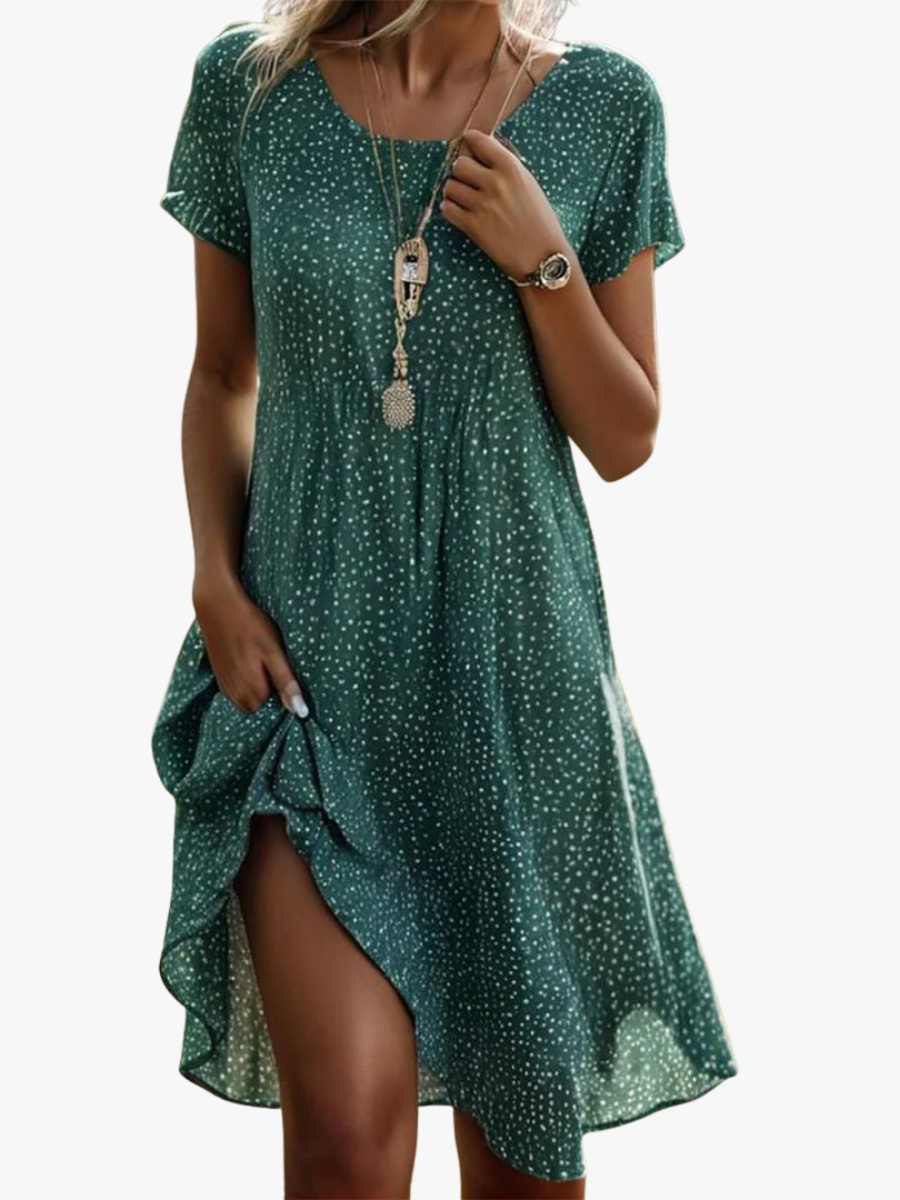 Women’s Floral Print Midi Dress with Fluid Cut