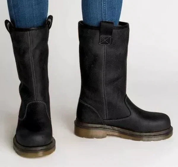 Bottes mi-mollet pour femmes à enfiler avec doublure douillette