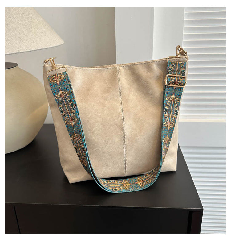 Isla - Vegan Leather Embroidered Bucket Bag