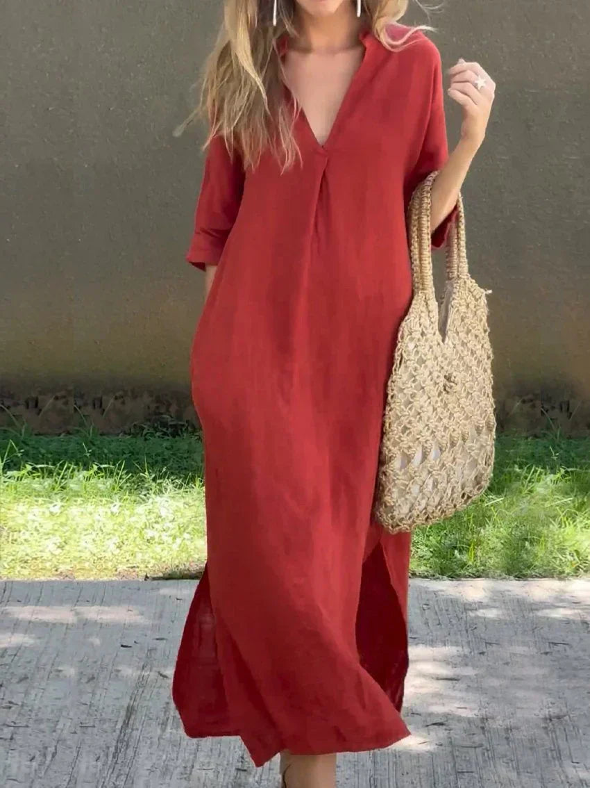 Women's Relaxed V-Neck Maxi Dress