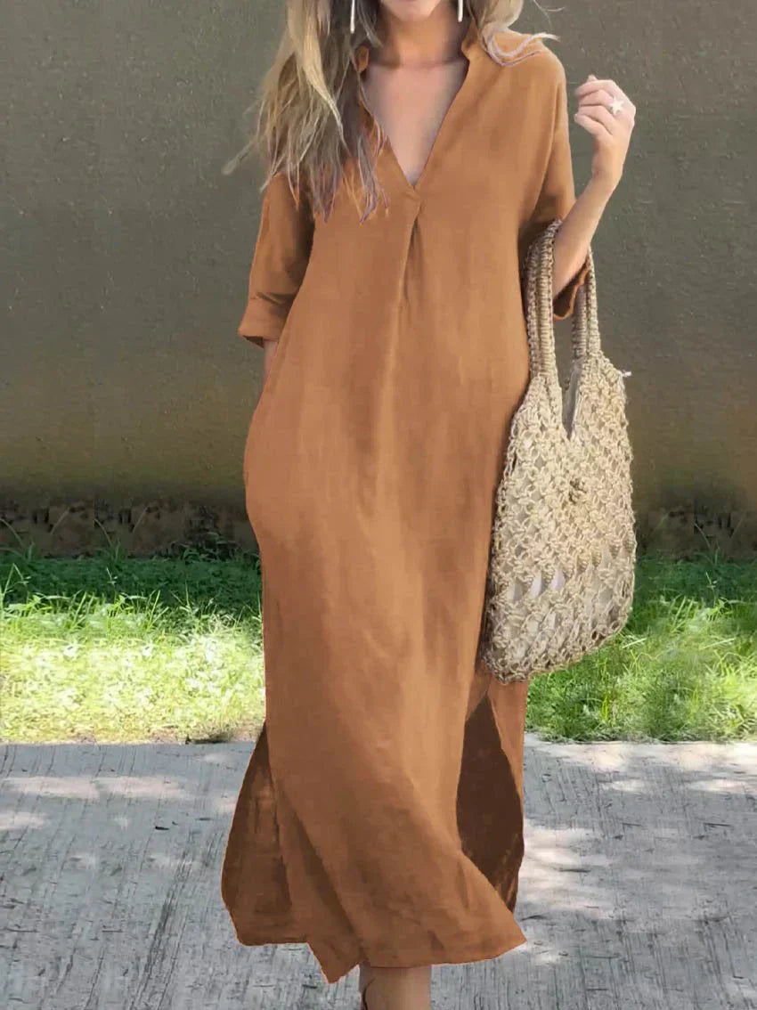 Women's Relaxed V-Neck Maxi Dress