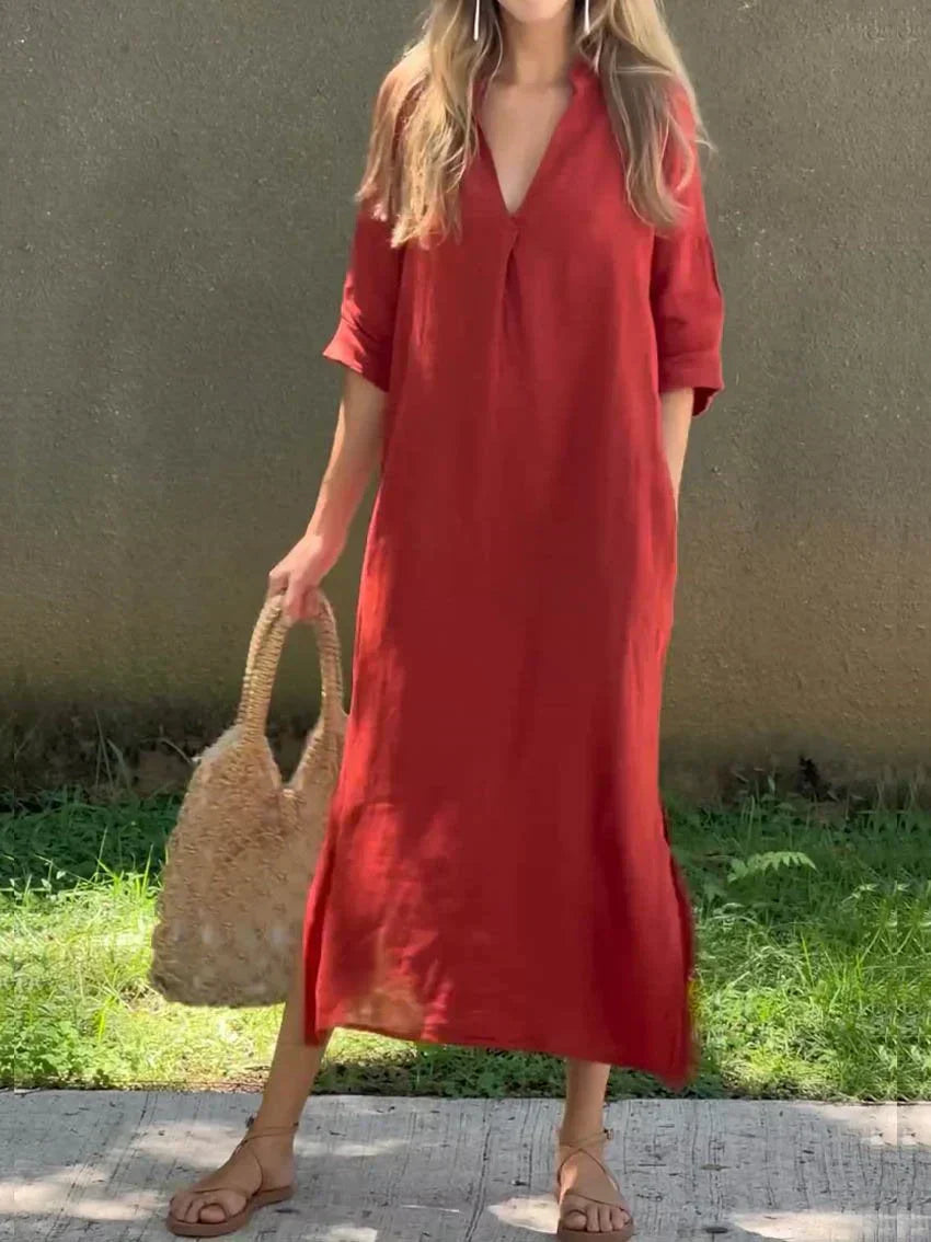 Women's Relaxed V-Neck Maxi Dress