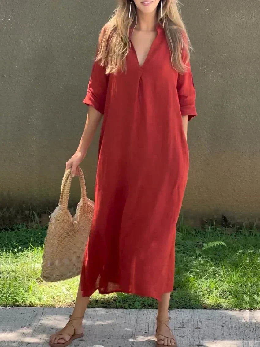 Women's Relaxed V-Neck Maxi Dress