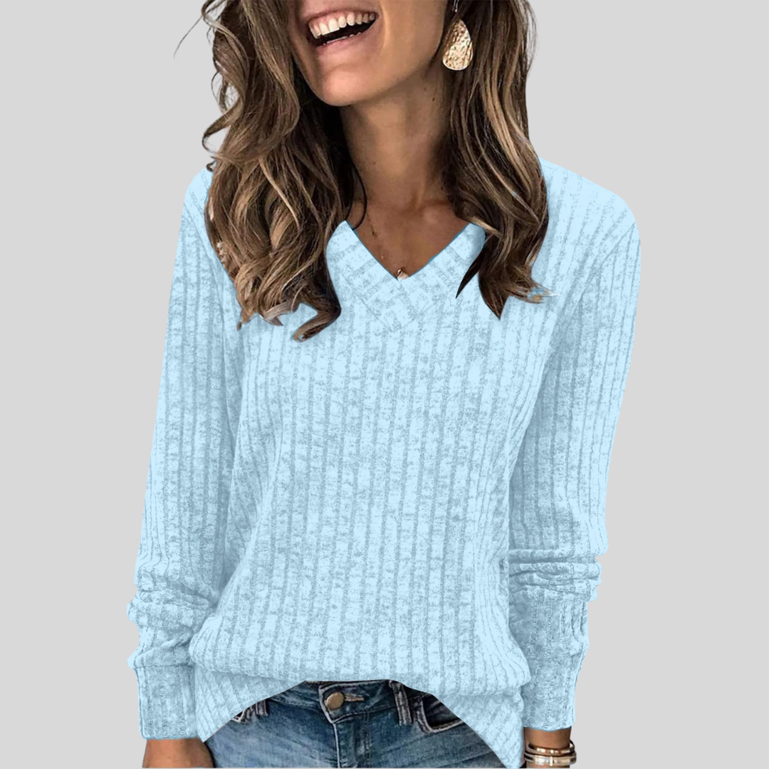 Women's V-Neck Long Sleeve Sweater Top