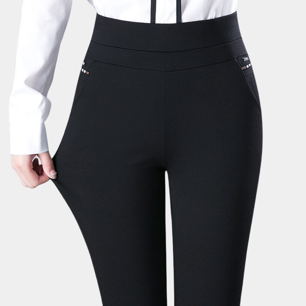 Women's High-Waisted Stretch Slim Fit Trousers