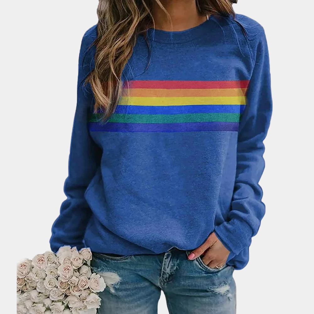 Vibrant Rainbow Stripe Cozy Sweatshirt