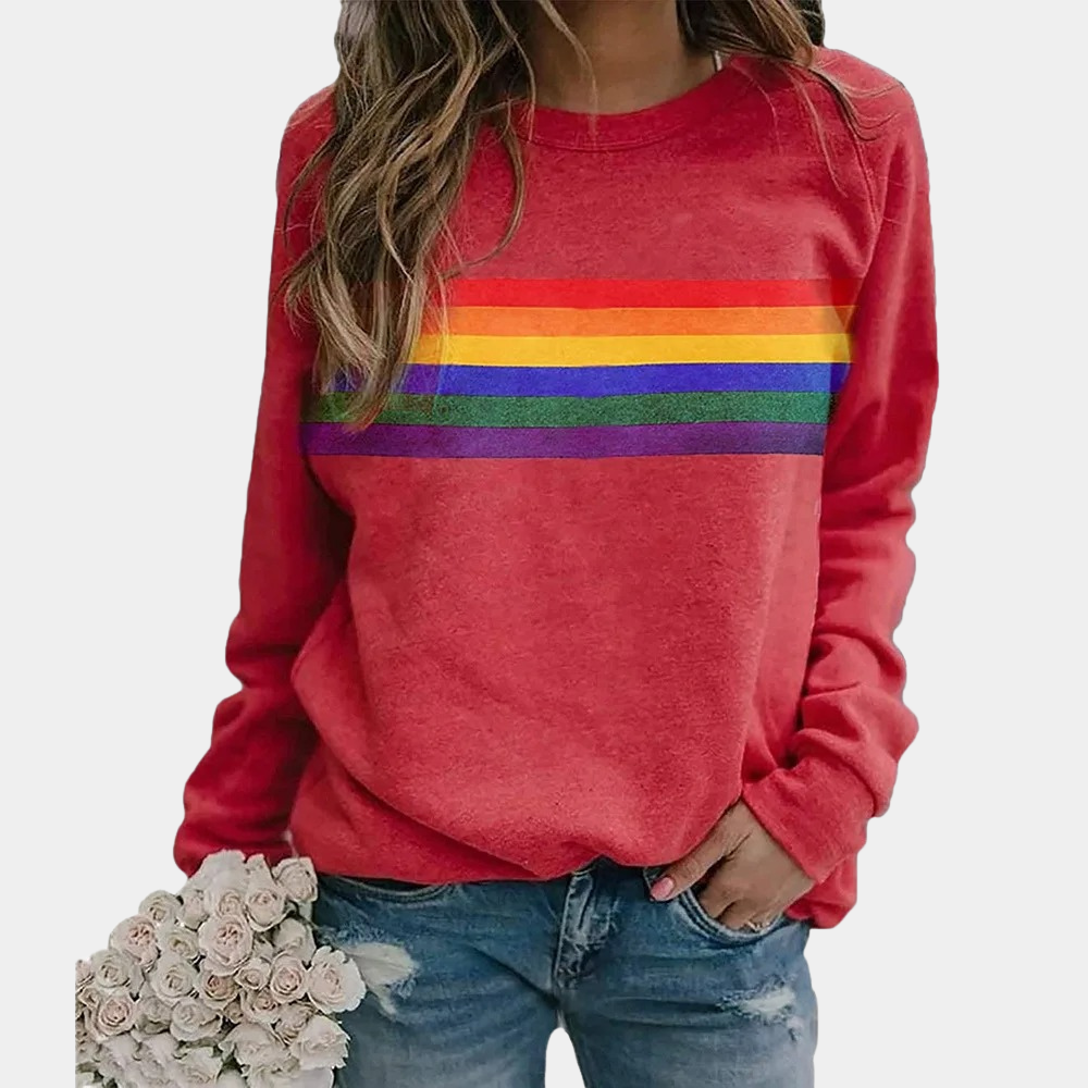 Vibrant Rainbow Stripe Cozy Sweatshirt
