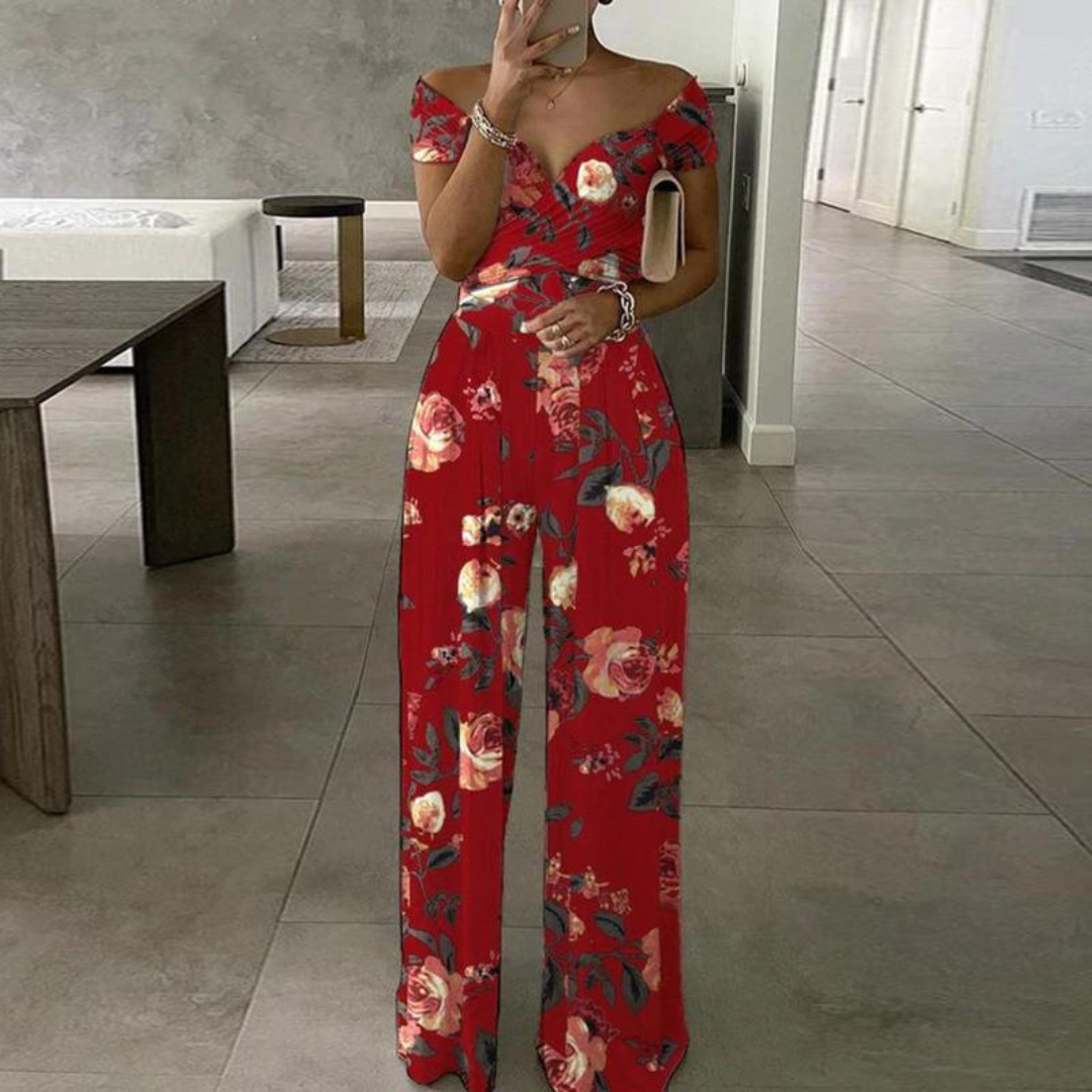 Women's Wide-Leg Jumpsuit with Off-Shoulder Neckline