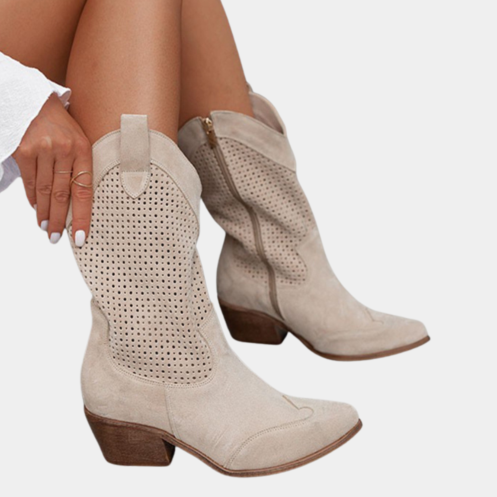 Περφορέ Μπότες Δυτικού Στυλ για Γυναίκες Casual Chic Εμφάνιση