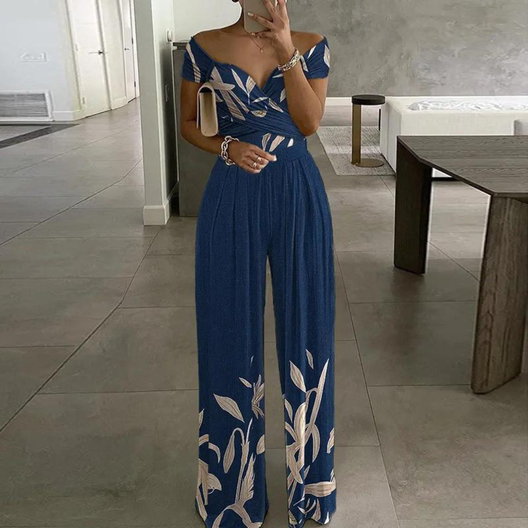 Women's Wide-Leg Jumpsuit with Off-Shoulder Neckline
