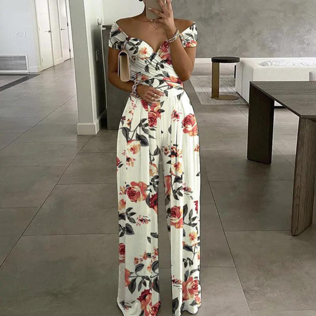 Women's Wide-Leg Jumpsuit with Off-Shoulder Neckline