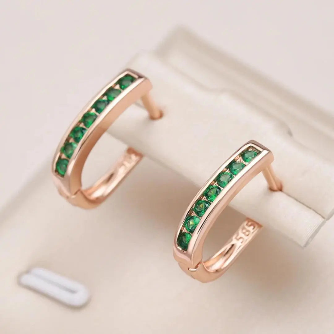 Kelly - Emerald Hoop Earrings