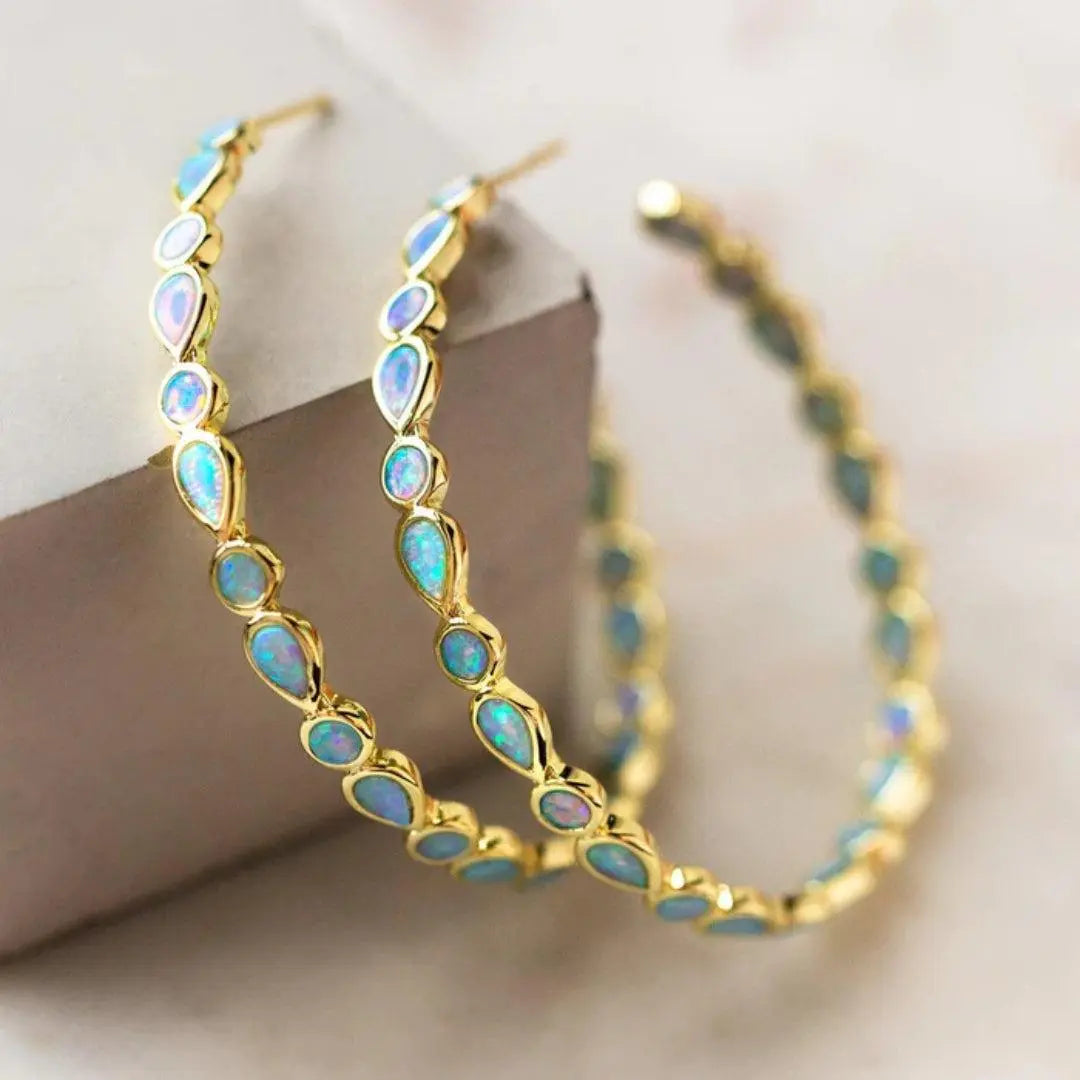 Paula - Opal Hoop Earrings
