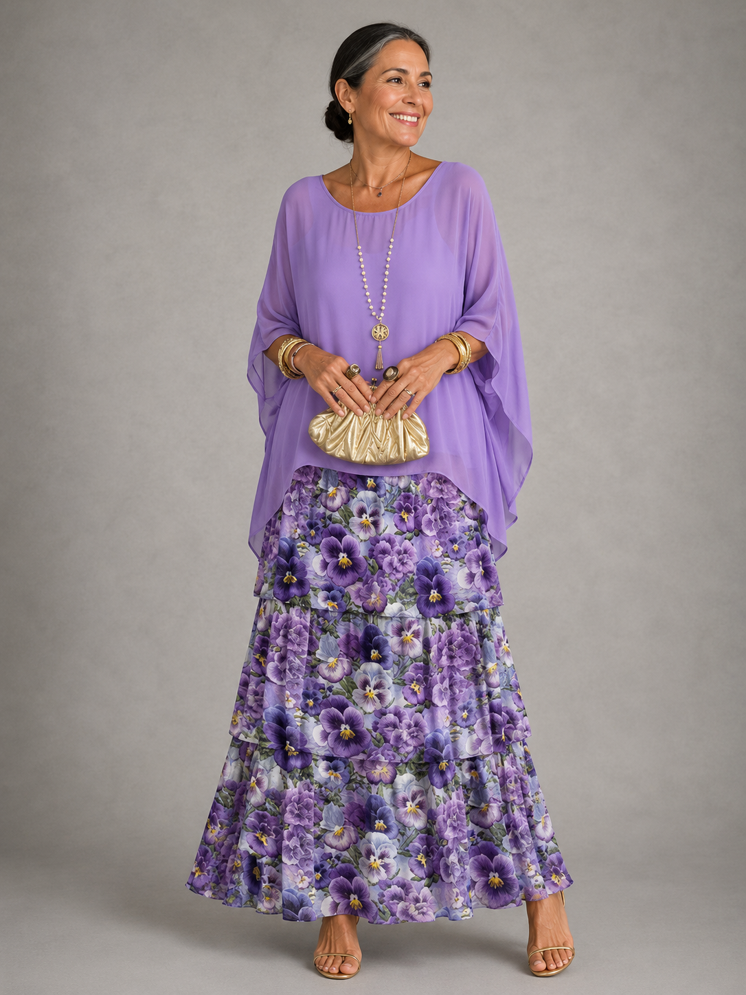 Robe maxi ample à couches pour femme