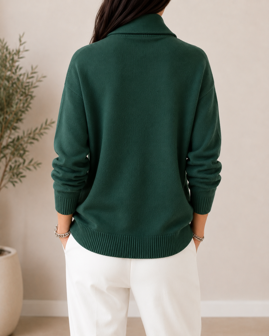 Women's Relaxed Fit Long Sleeve V-Neck Sweater