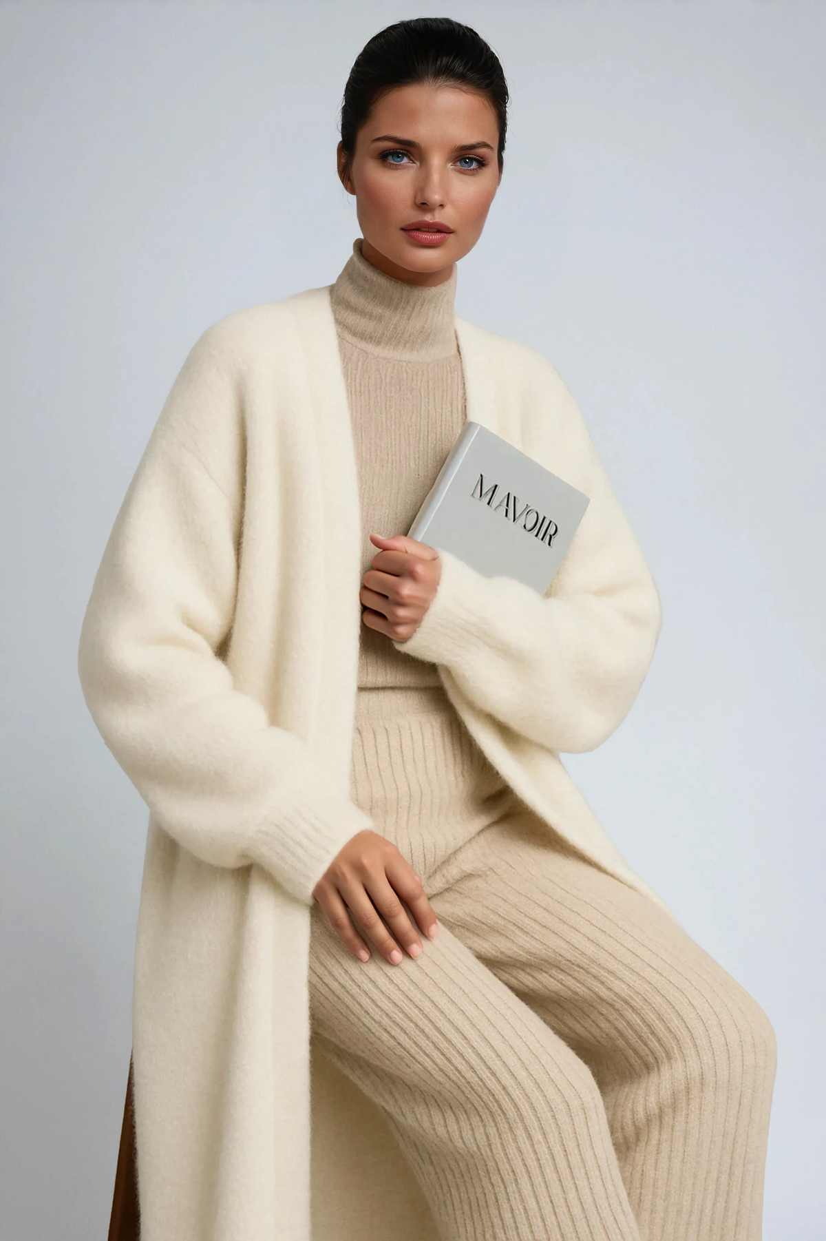 Women's Long Open-Front Cardigan with Relaxed Fit