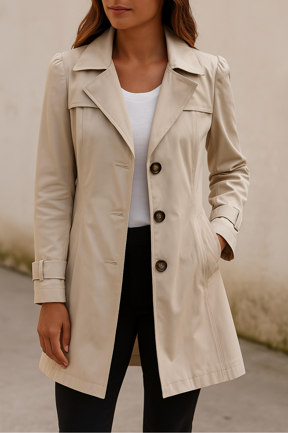 Women's Tailored Button Front Trench Coat