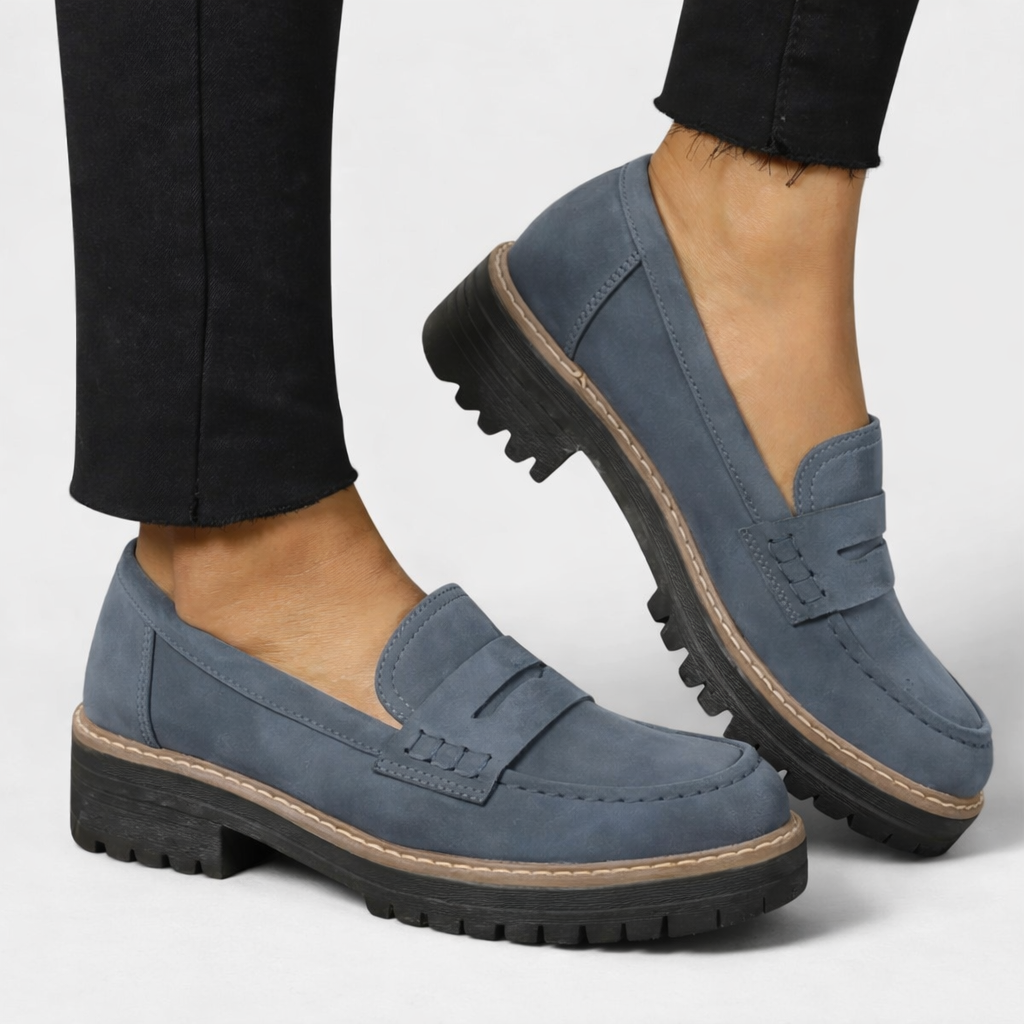 Αναπαυτικά Μοκασίνια Slip-On με Χοντρό Τακούνι