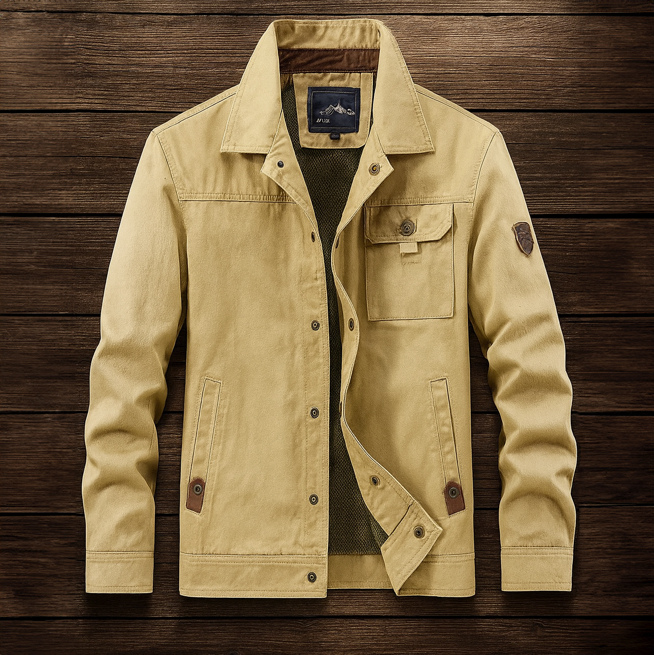 Men's Utility Field Jacket with Button Front and Chest Pockets