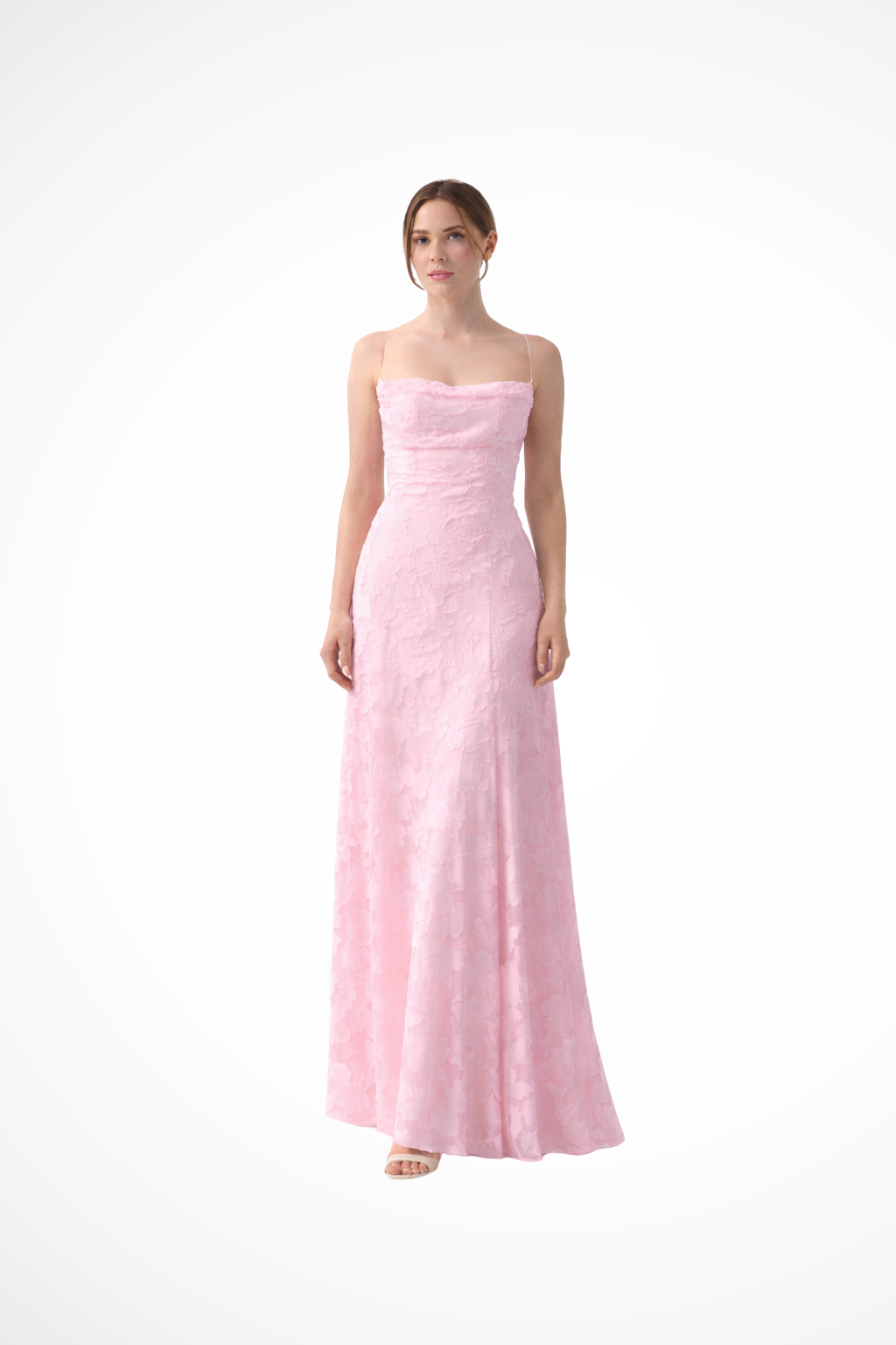 Women's Floral Jacquard Maxi Dress with Lace-Up Back