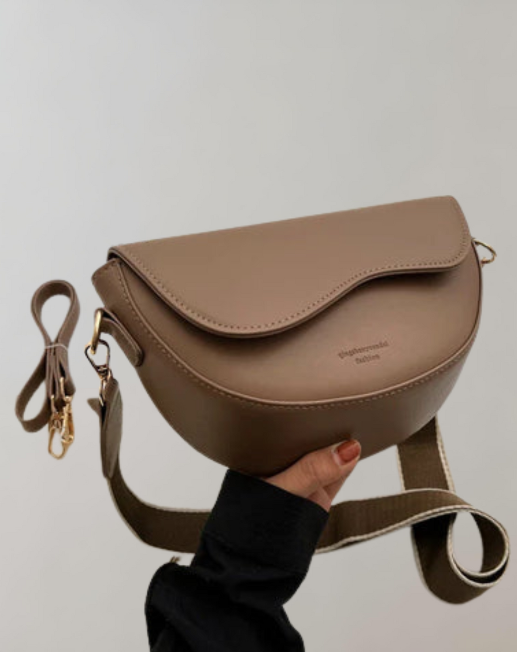 Emma - Vegan Leather Curved Flap Crossbody Bag