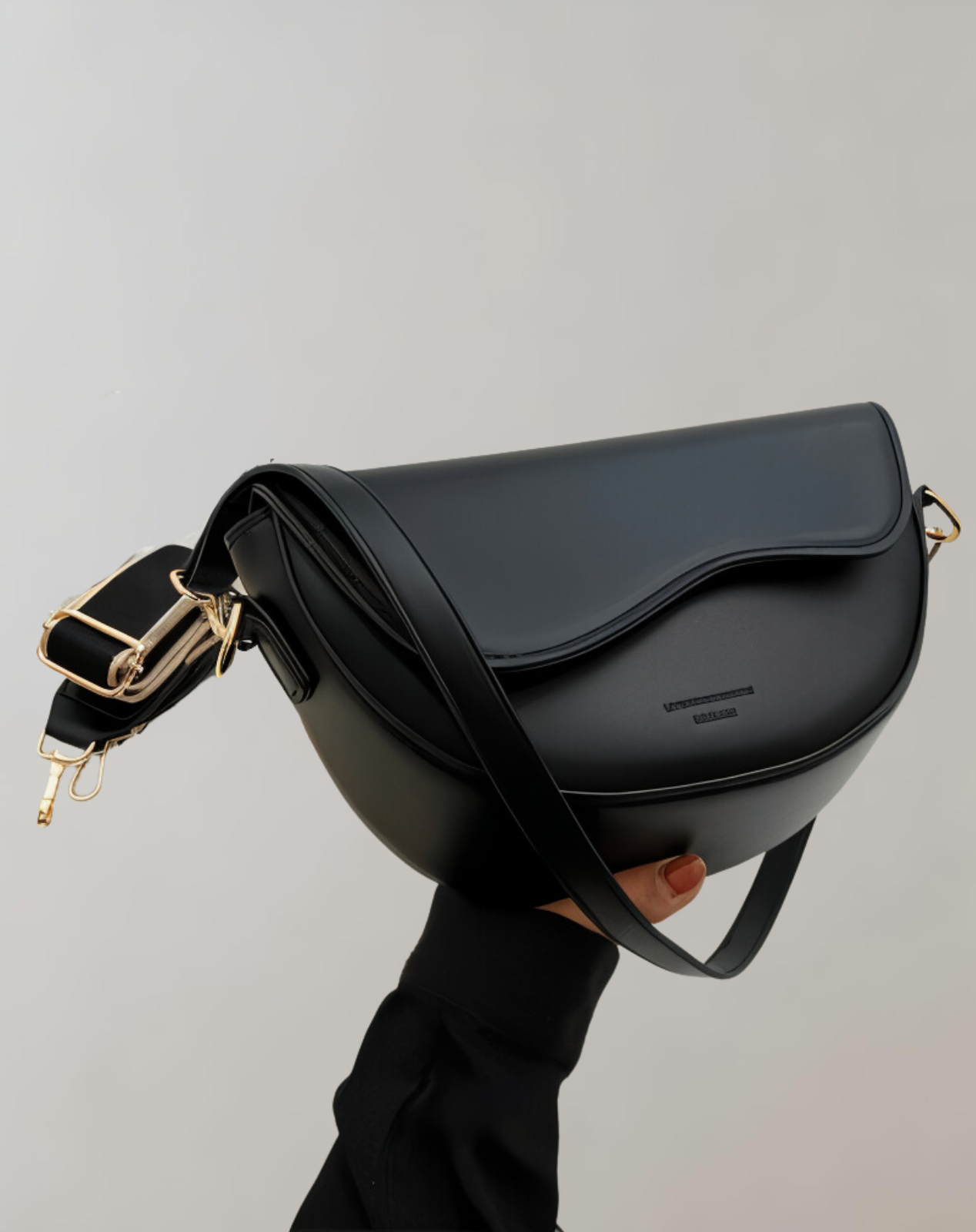 Emma - Vegan Leather Curved Flap Crossbody Bag