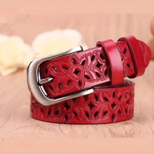 Sara - Floral Leather Belt