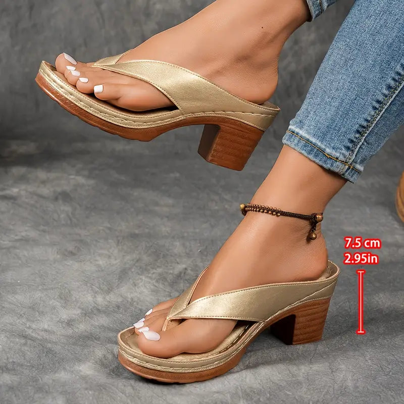 Sandales tongs à talon compensé pour femmes