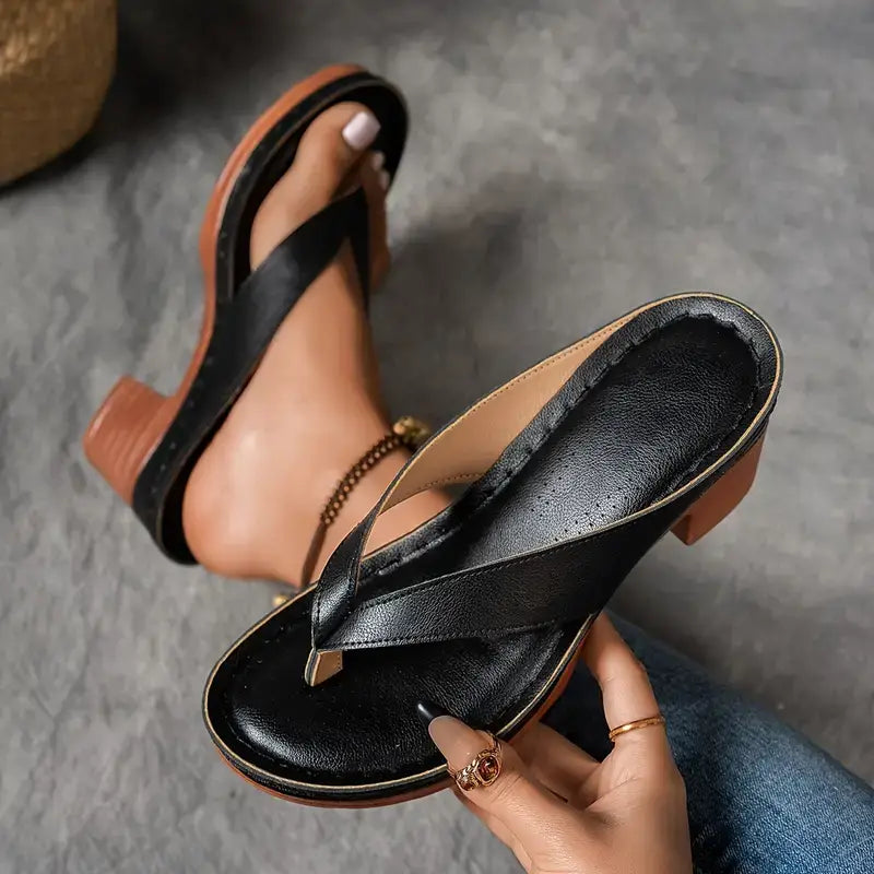 Sandales tongs à talon compensé pour femmes