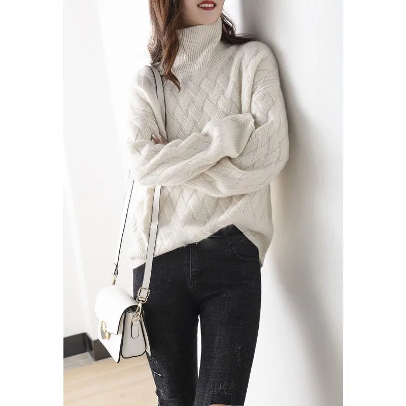Women's Cable Knit Chunky Turtleneck Sweater