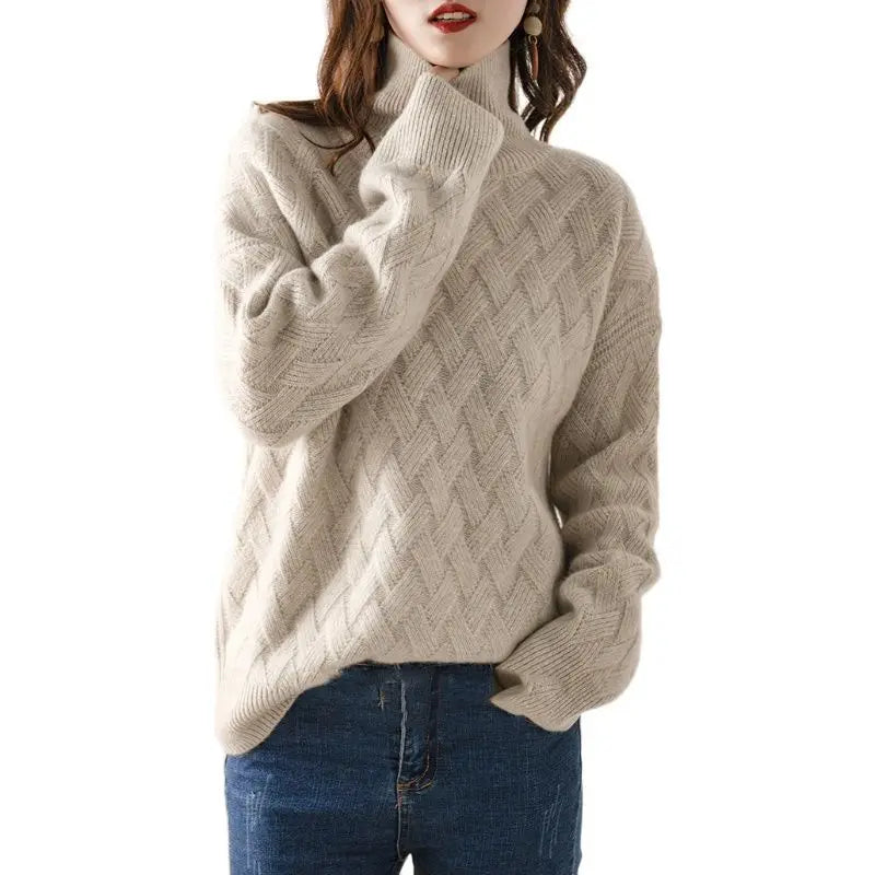 Women's Cable Knit Chunky Turtleneck Sweater