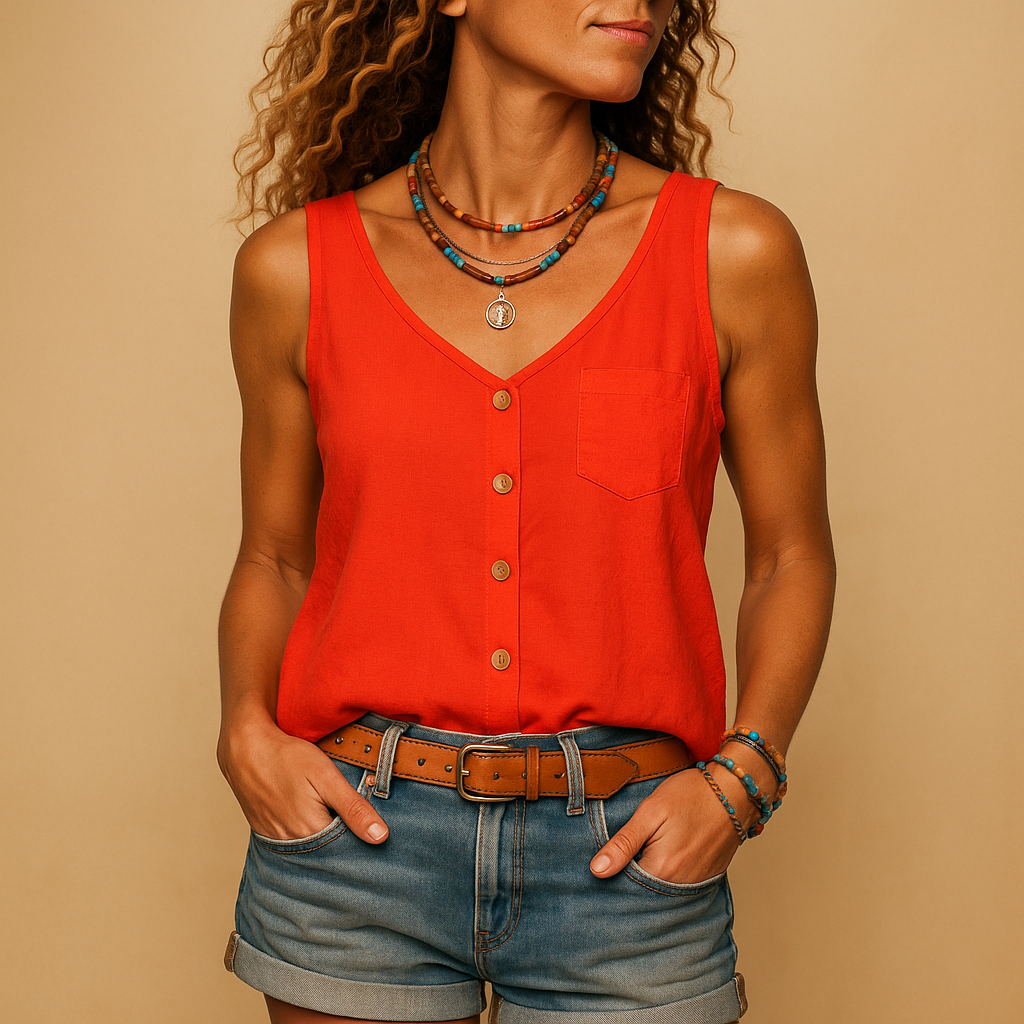 Women’s Casual V-Neck Loose Fit Tank Top