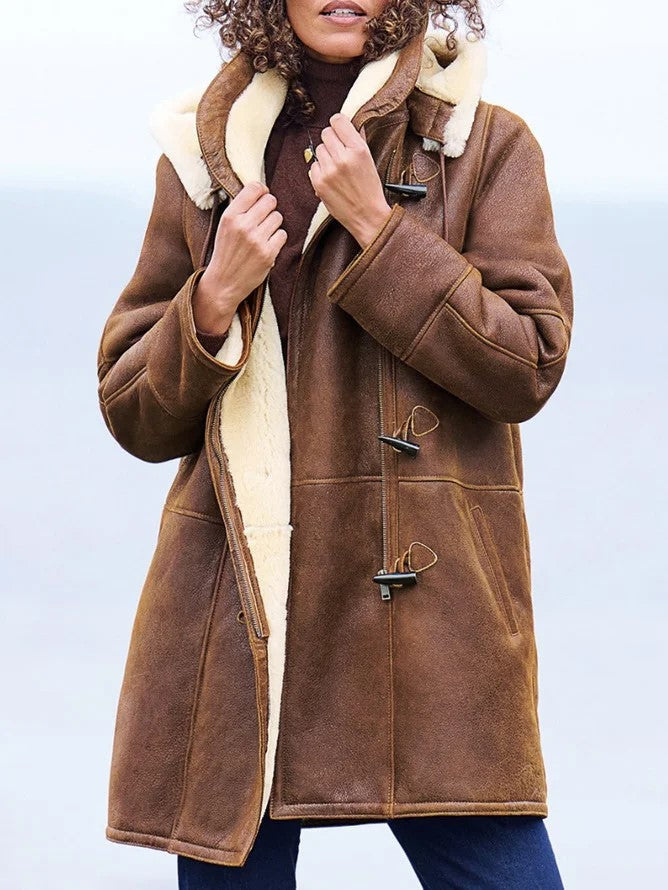 Manteau d’hiver vintage pour femme avec doublure en fausse fourrure