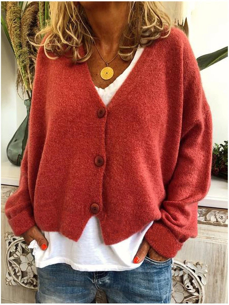 Women's V-Neck Button-Up Cardigan