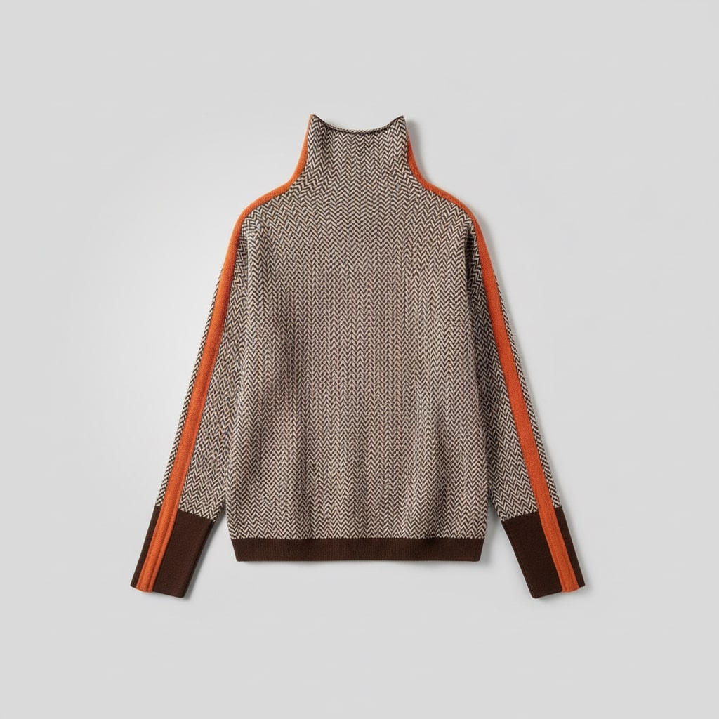 Women's Striped Color Block Turtleneck Sweater