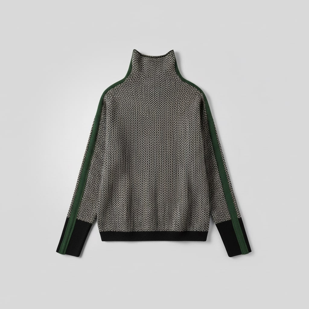 Women's Striped Color Block Turtleneck Sweater