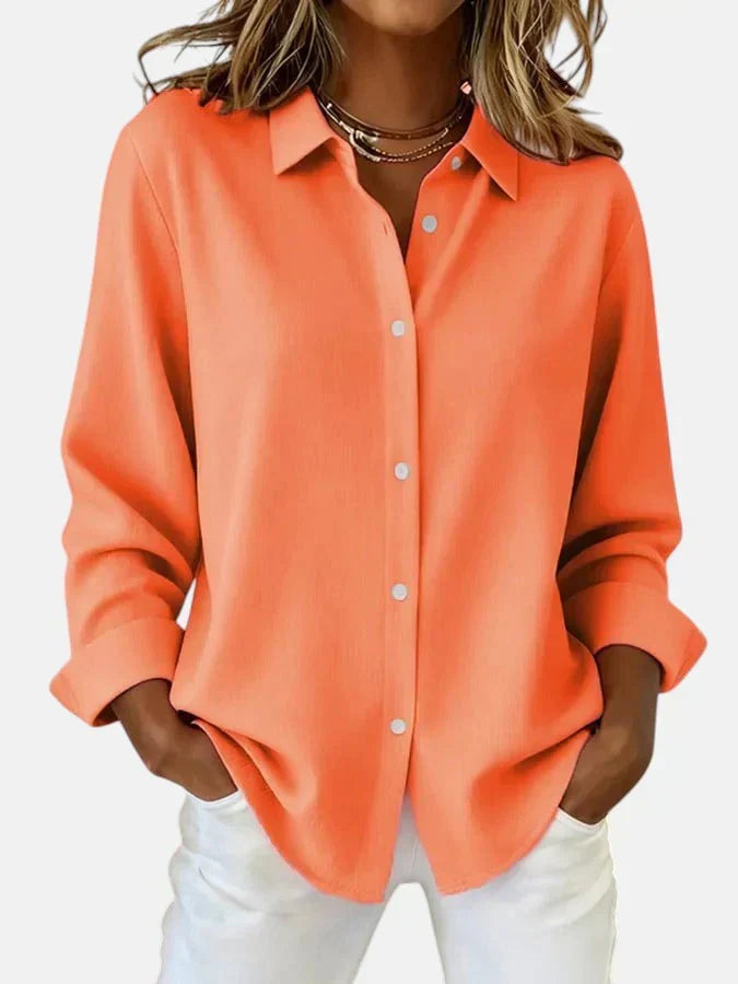 Women's Button-Up Collar Long Sleeve Blouse